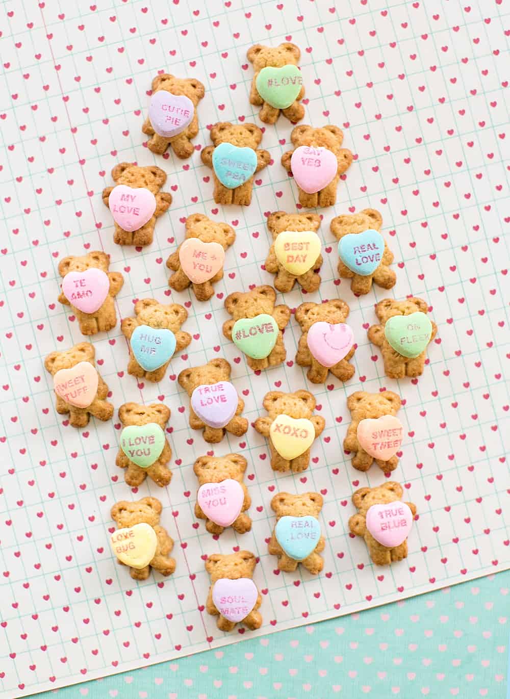 These Adorable Bear Holding Heart Cookies make a an cute and easy Valentine treat for kids or school lunch snack they can make themselves.