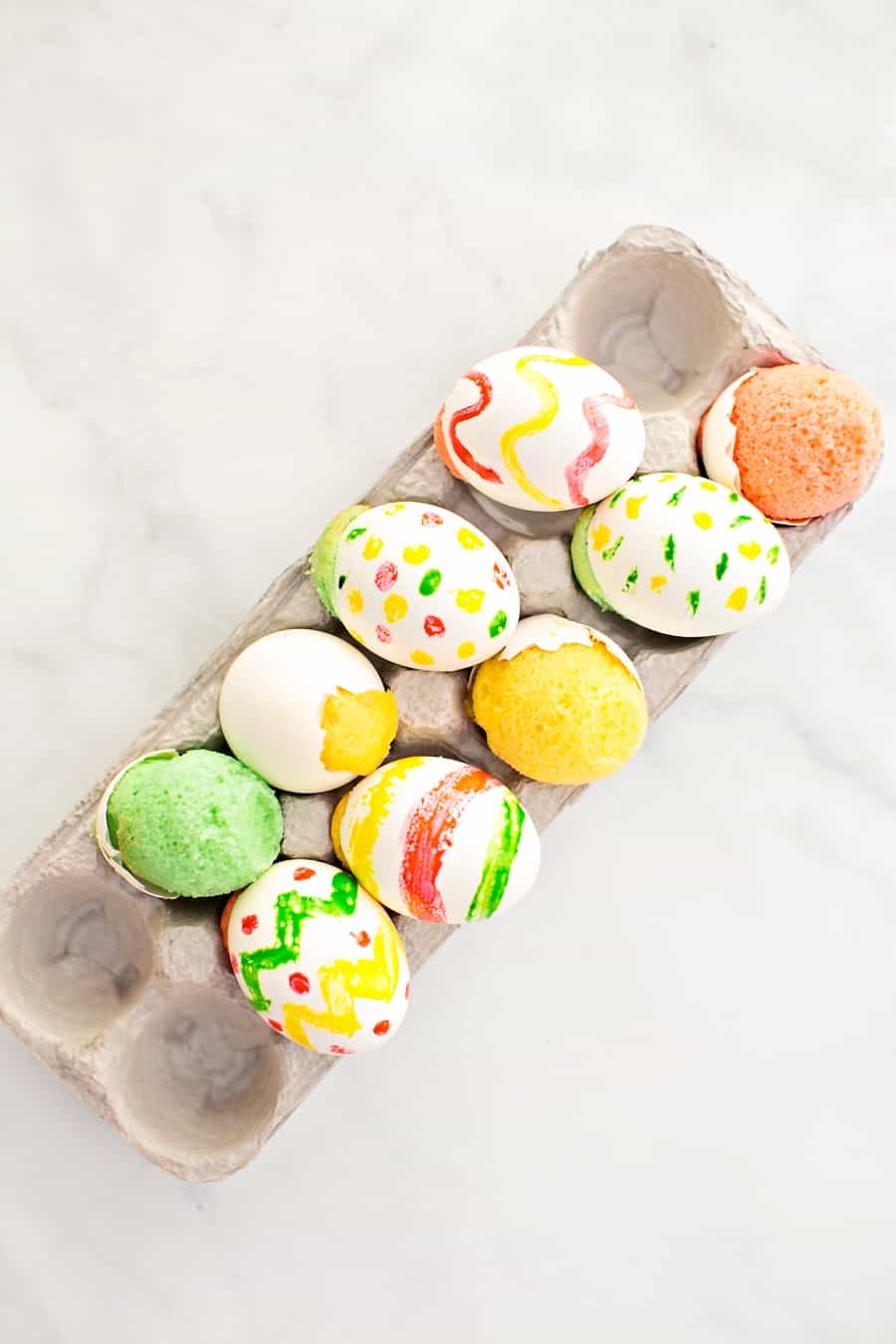 These mini Cake in Eggshells are a fun spring surprise and clever sweet treat of an April Fool's prank! The perfect Easter treat for kids. 