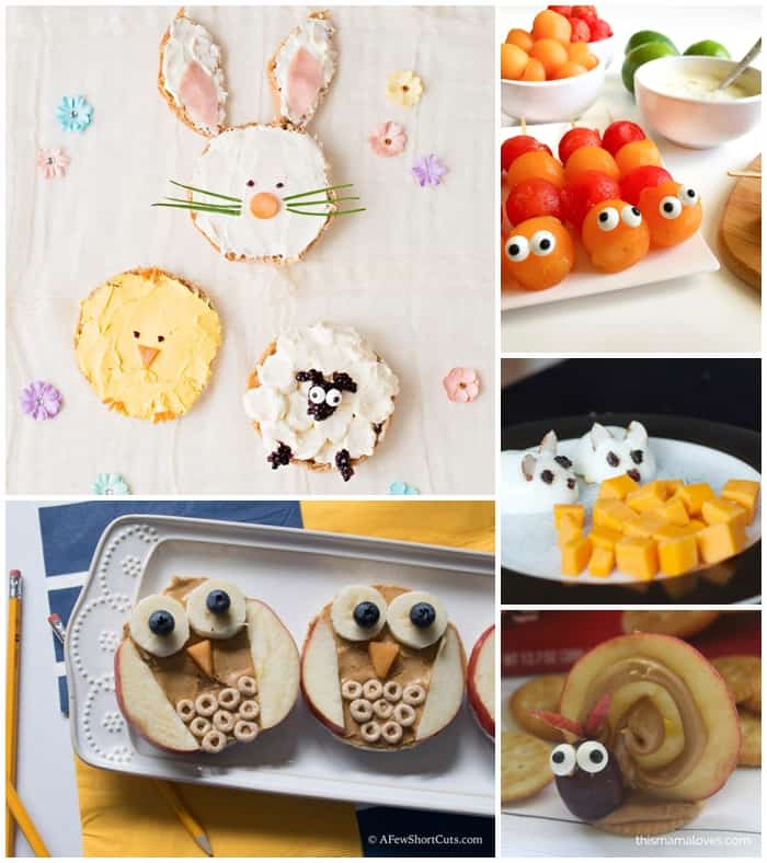 Cute foods that look like animals. Adorable kid snacks or lunch. 