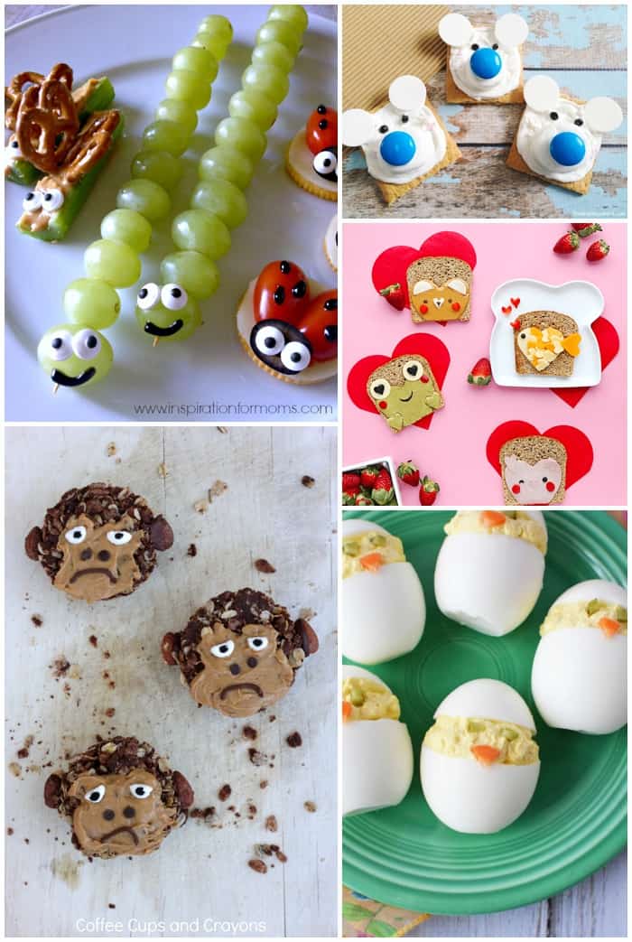 Cute foods that look like animals. Adorable kid snacks or lunch. 