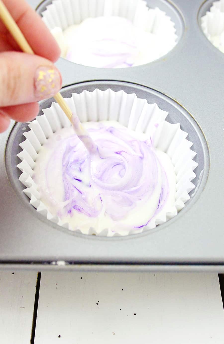 ghost cupcake batter swirled