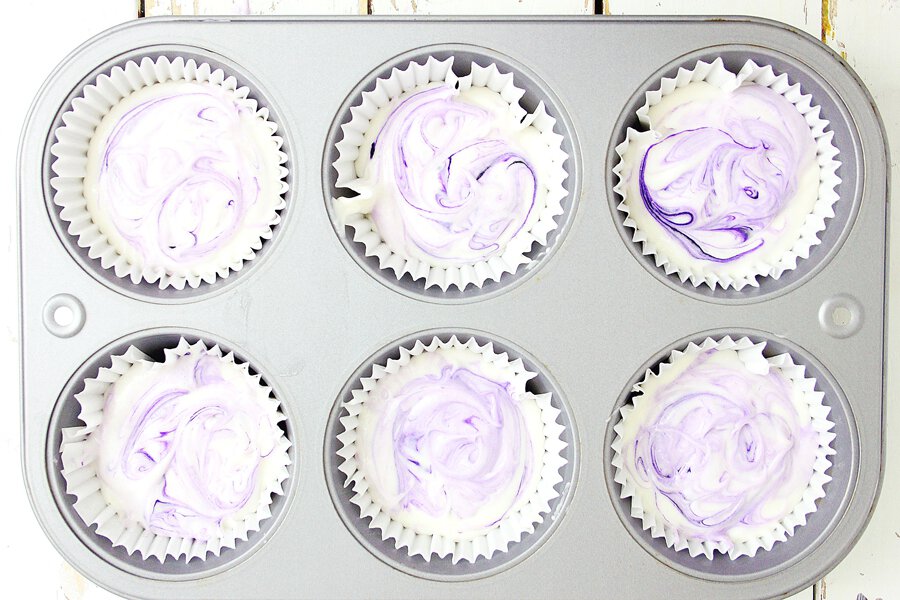 cupcake batter swirled purple
