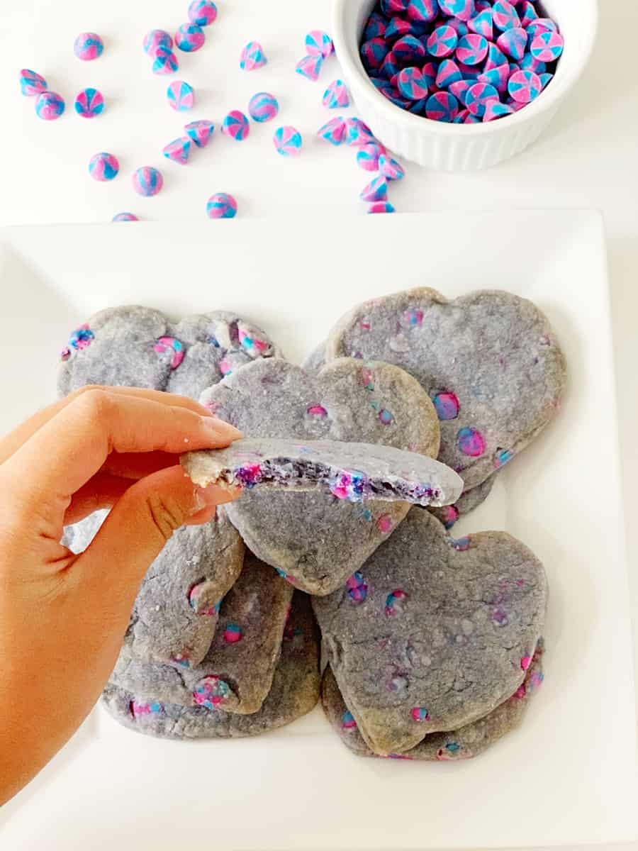 easy unicorn shortbread cookies with unicorn chip morsels