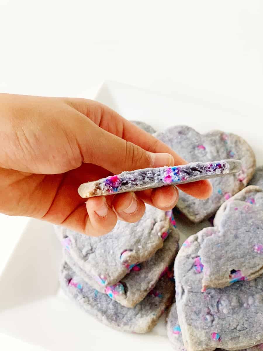 easy unicorn shortbread cookies with unicorn chip morsels