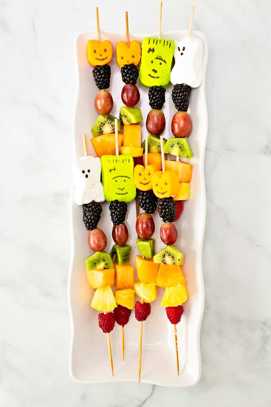 Halloween fruit skewers healthy kid snack or treat
