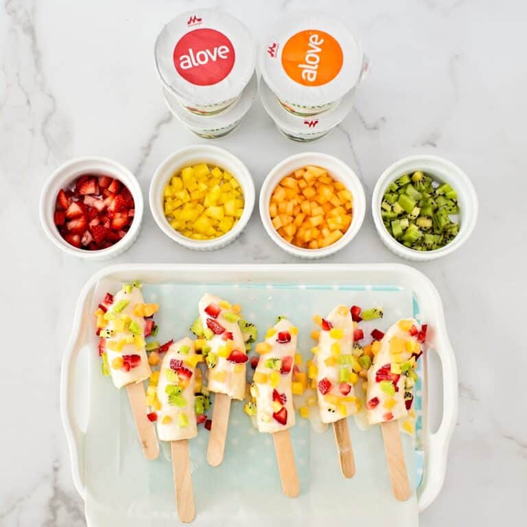 Frozen Banana Fruit and Yogurt on a Stick