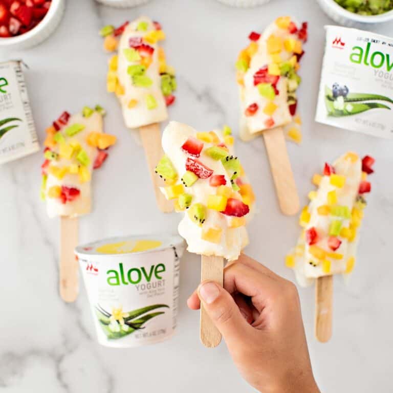 Frozen Banana Fruit and Yogurt on a Stick