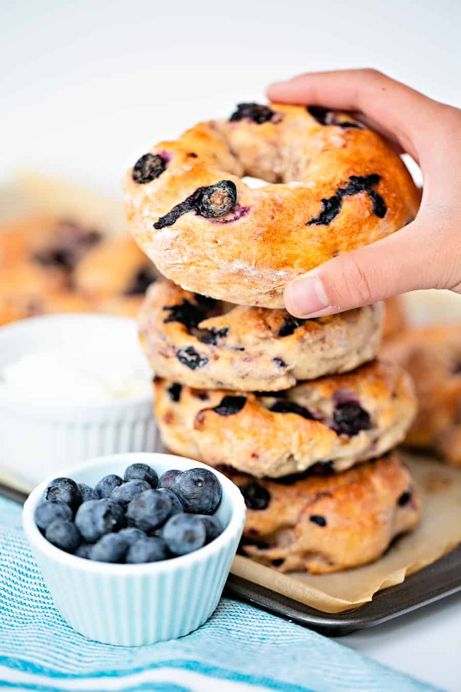 Easy Two Ingredient Blueberry Bagels - easy breakfast recipe