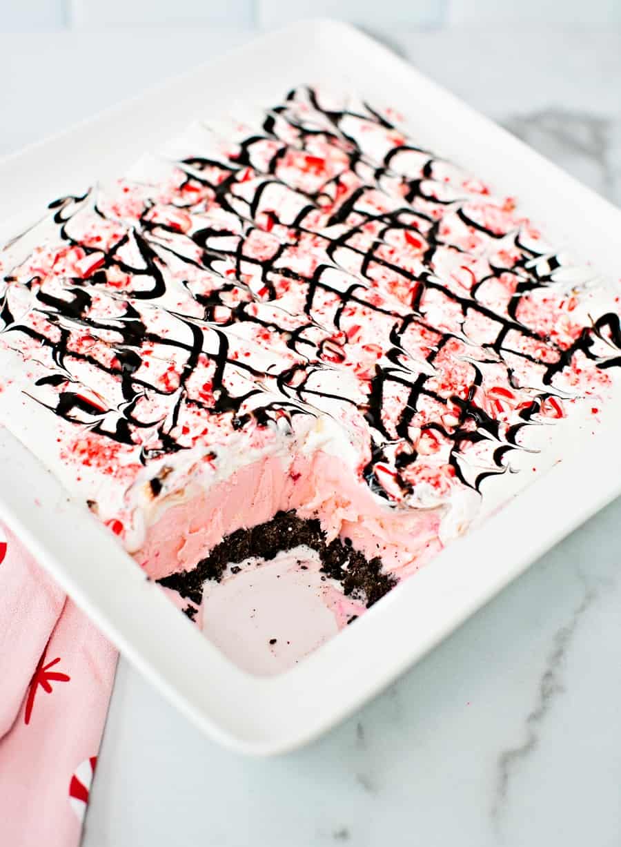 Christmas Ice Cream Cake Recipe - Pink Peppermint Ice Cream Cake