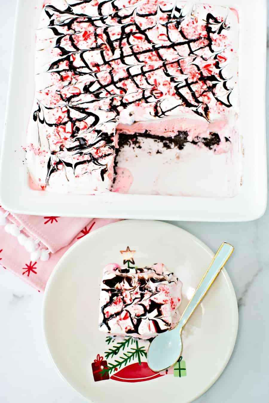 Christmas Ice Cream Cake Recipe - Pink Peppermint Ice Cream Cake