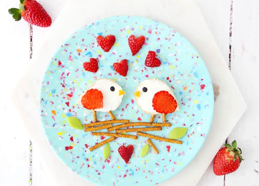 Love Birds Valentine Toast. Cute Valentine lunch for kids. Process. 