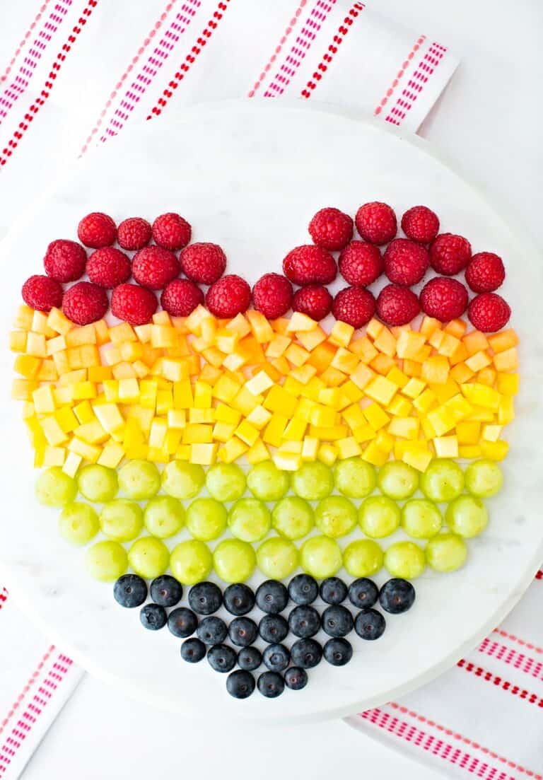 Rainbow Fruit Heart Healthy Valentine Snack