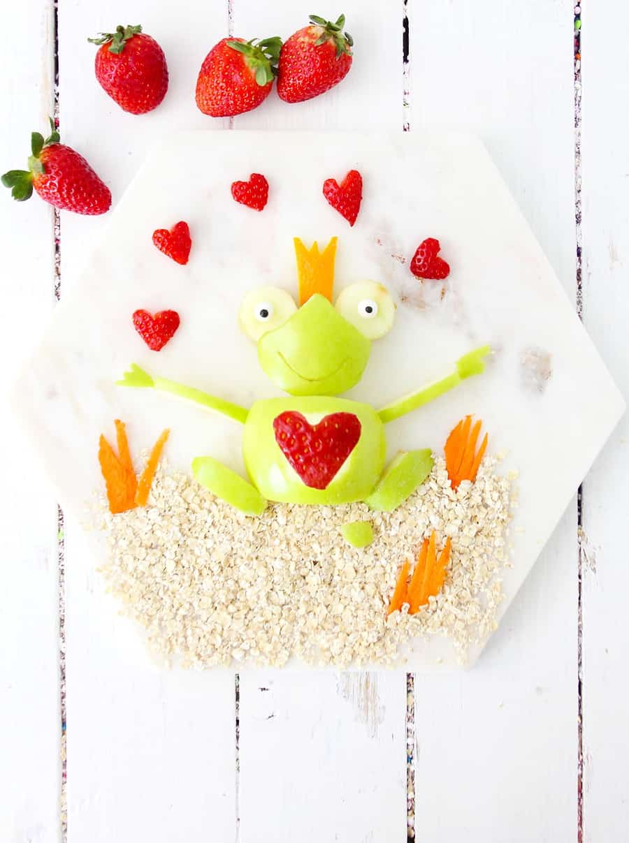 Valentine Apple Frog is a healthy Valentine's Day snack for kids