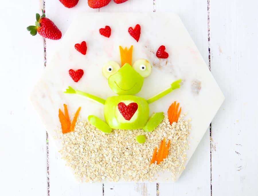 Valentine Apple Frog is a healthy Valentine's Day snack for kids