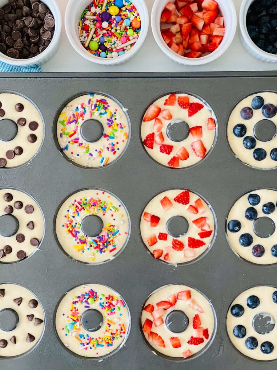 Pancake donuts made from a pancake mix. Process photos. 