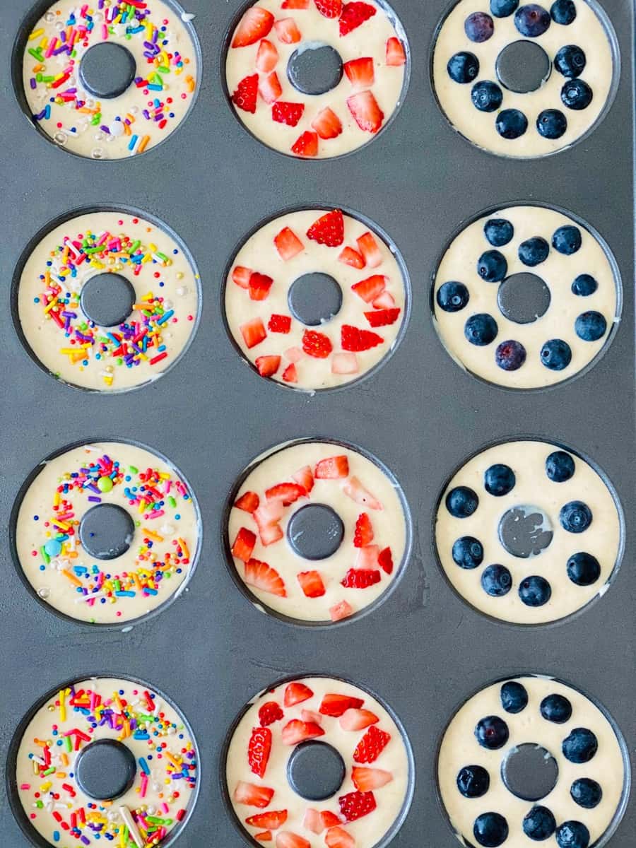 Pancake donuts made from a pancake mix. Process photos. 