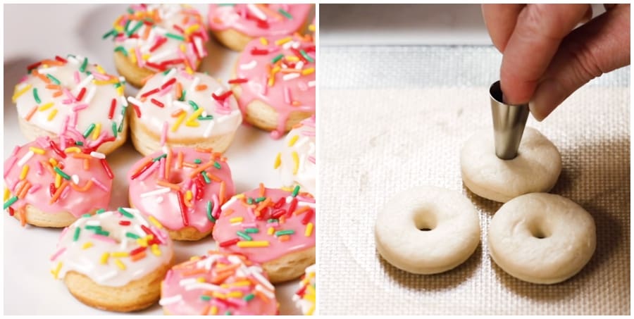 Rainbow Donuts out of Biscuit Dough