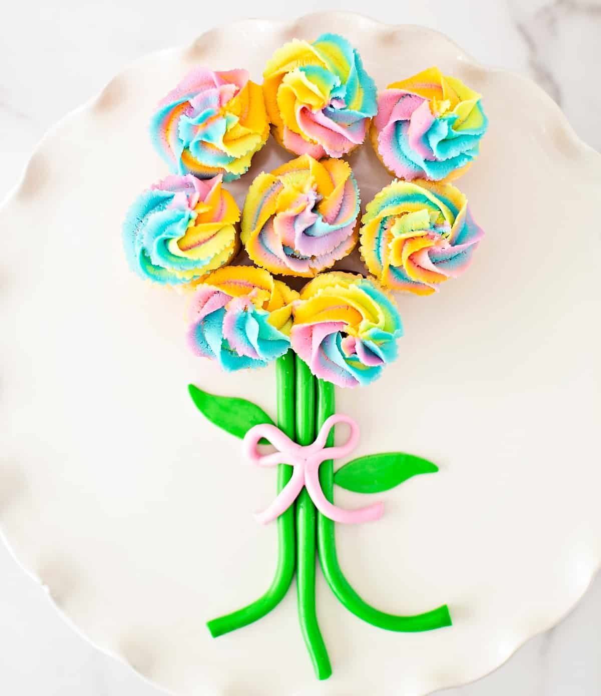 Easy Rainbow Cupcake Flower Bouquet