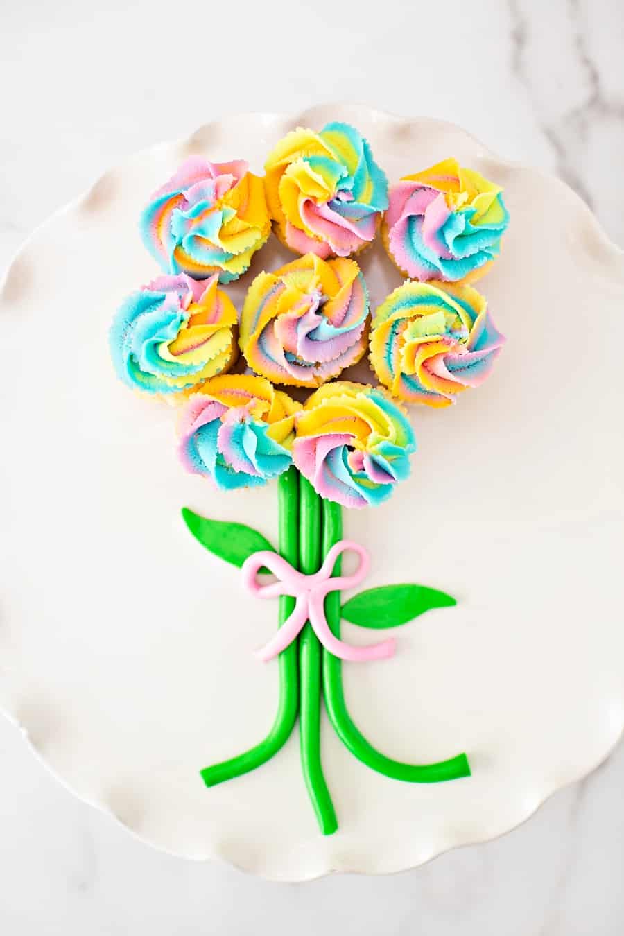 Mother's Day Rainbow Flower Cupcakes 