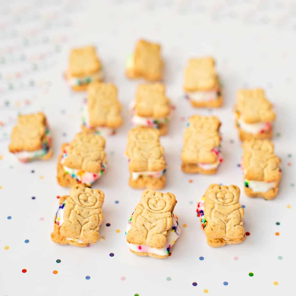 mini teddy bear graham ice cream sandwiches