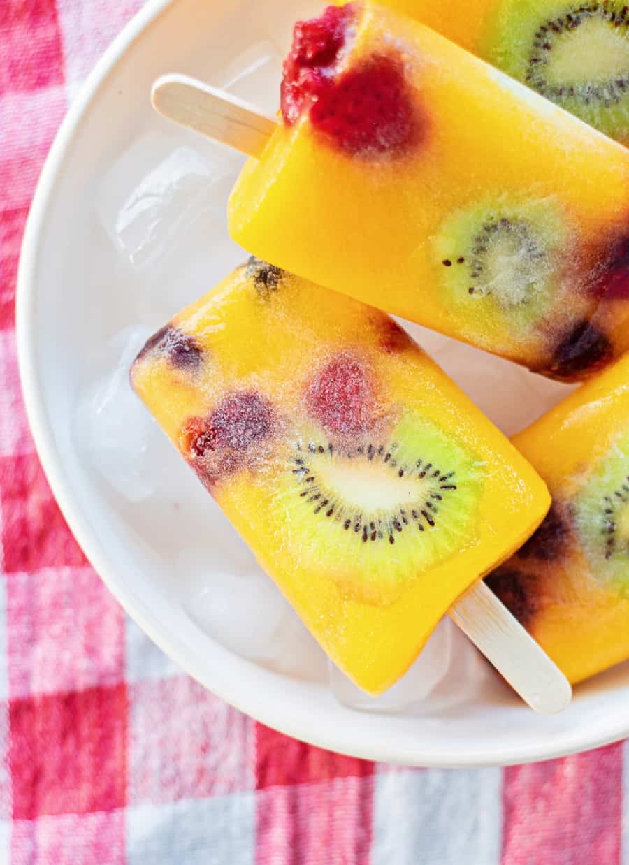 mango fruit popsicles with kiwi and berries