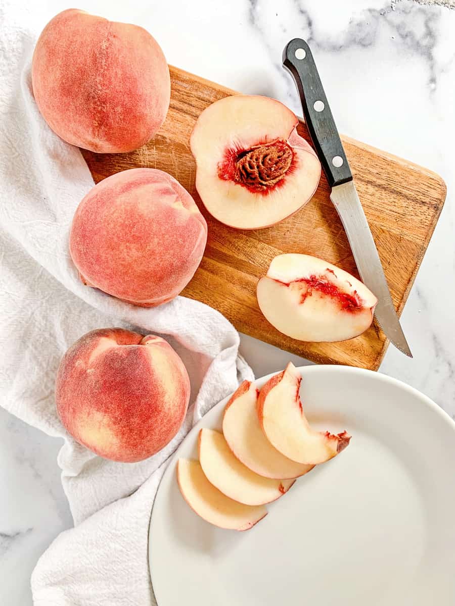 cut sliced peaches