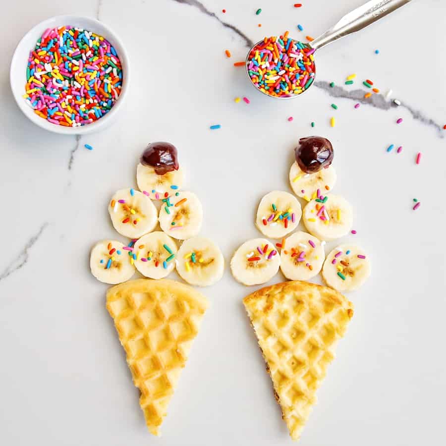 waffle banana ice cream cones