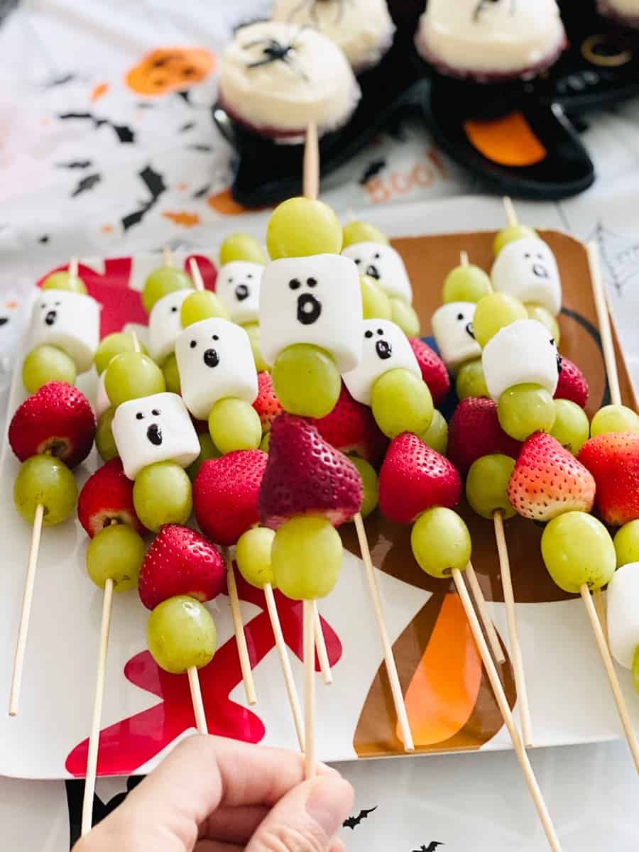 ghost fruit marshmallow skewers