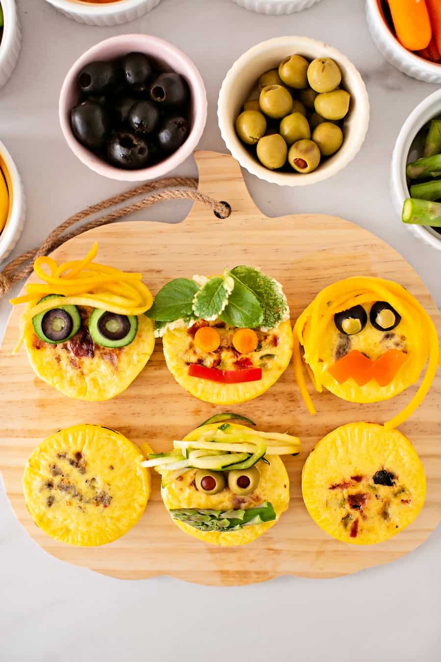 Egg Bites Monster Faces Cute Halloween Snack or Lunch for Kids