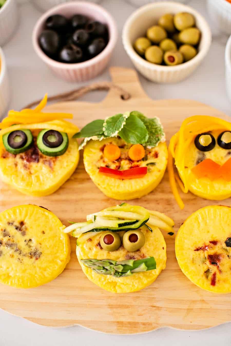 Egg Bites Monster Faces Cute Halloween Snack or Lunch for Kids