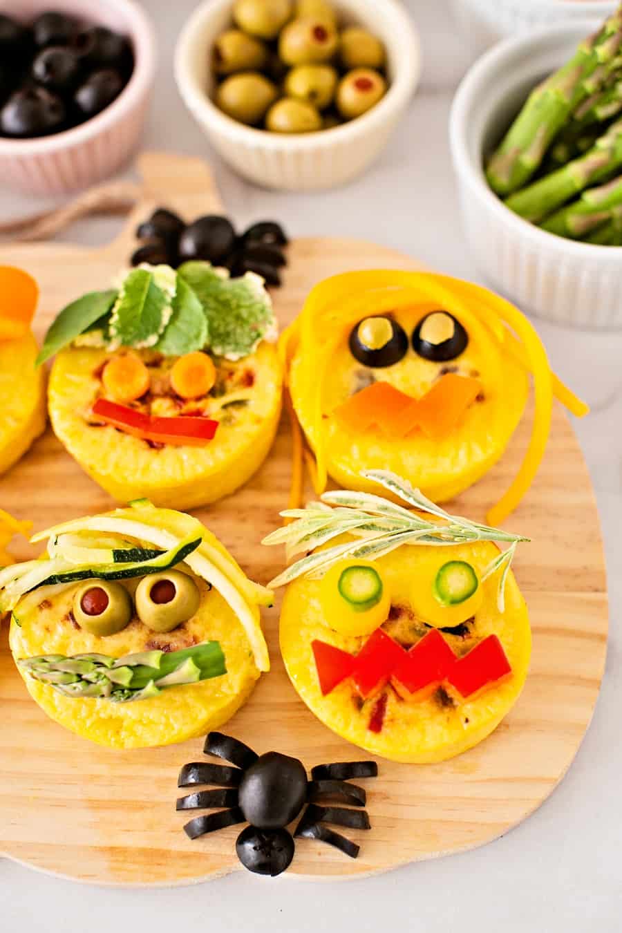 Three Bridges Egg Bites Monster Faces Cute Halloween Snack or Lunch for Kids