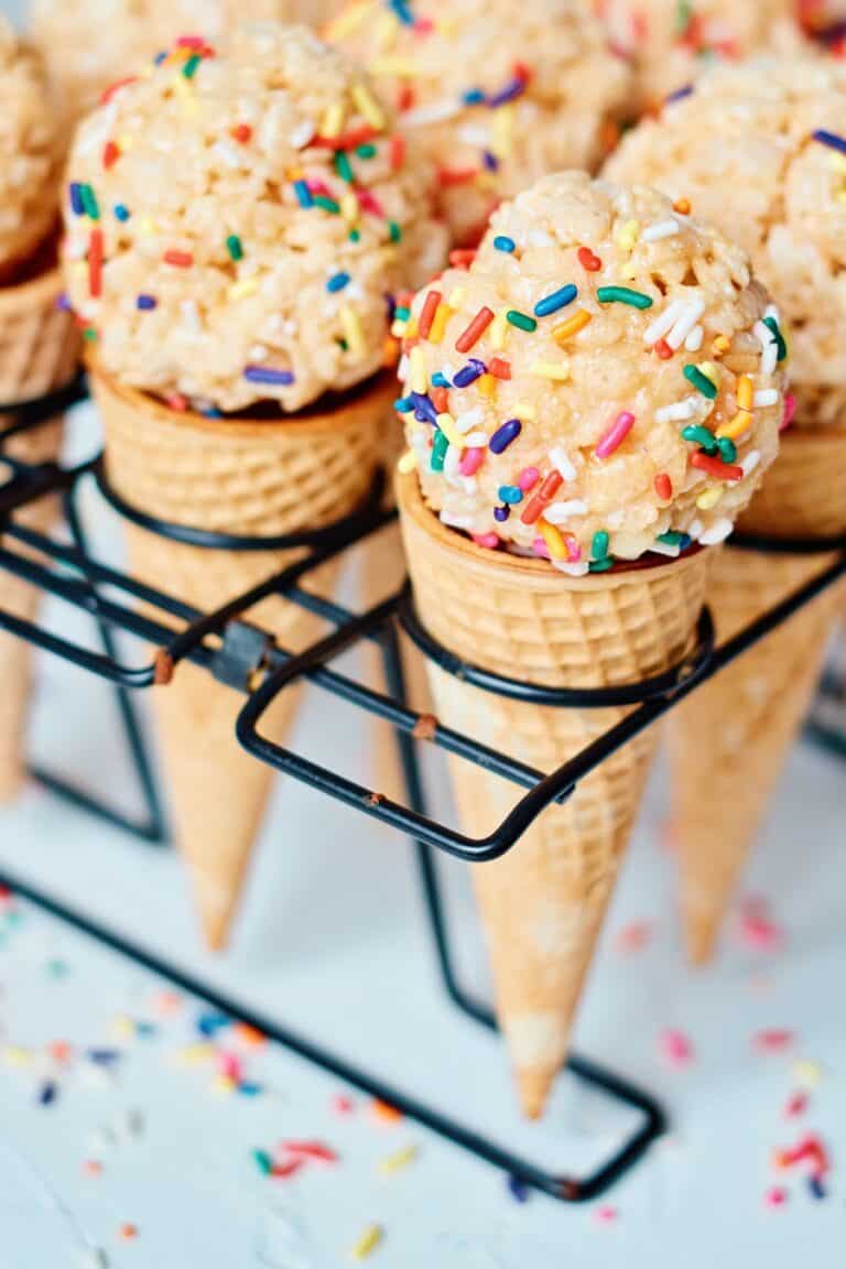 Rice Krispie Sprinkle Ice Cream Cones Cute Summer Treat!