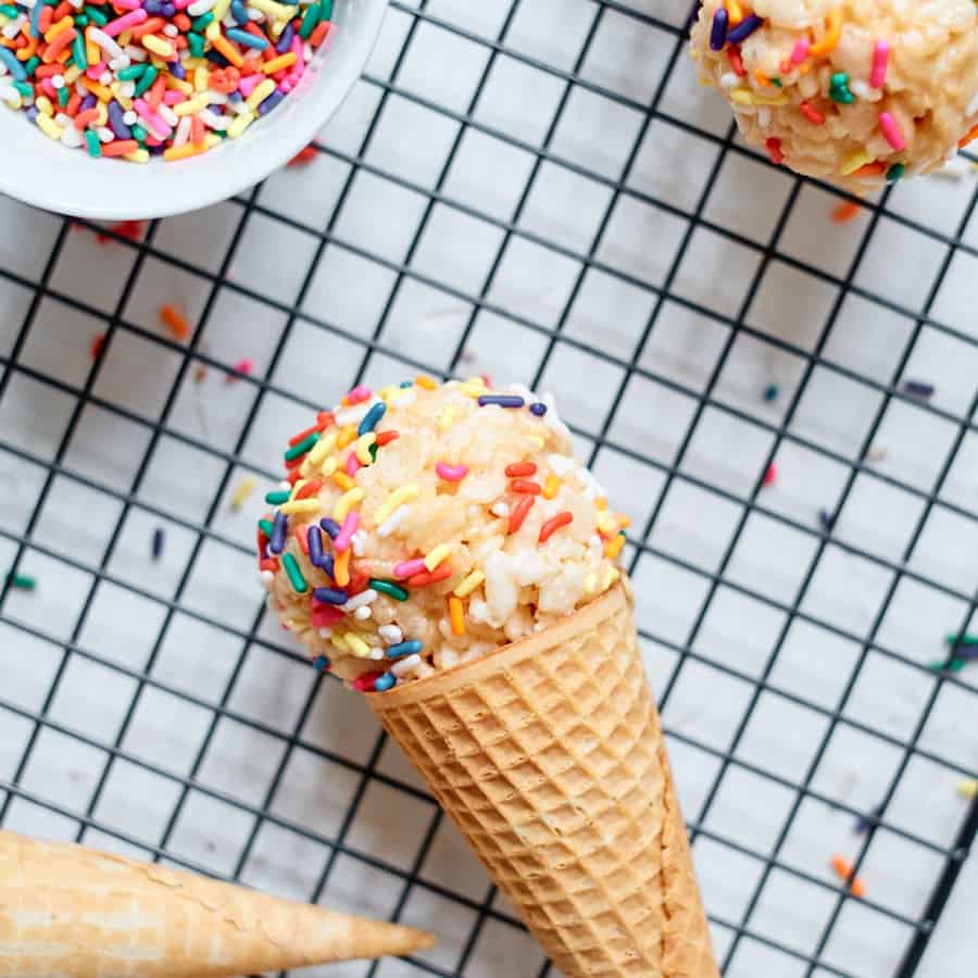 Rice Krispie Sprinkle Ice Cream Cones