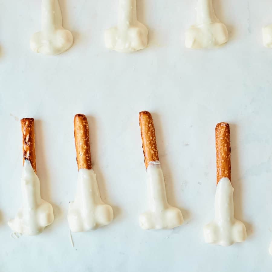 pretzel rods dipped in chocolate