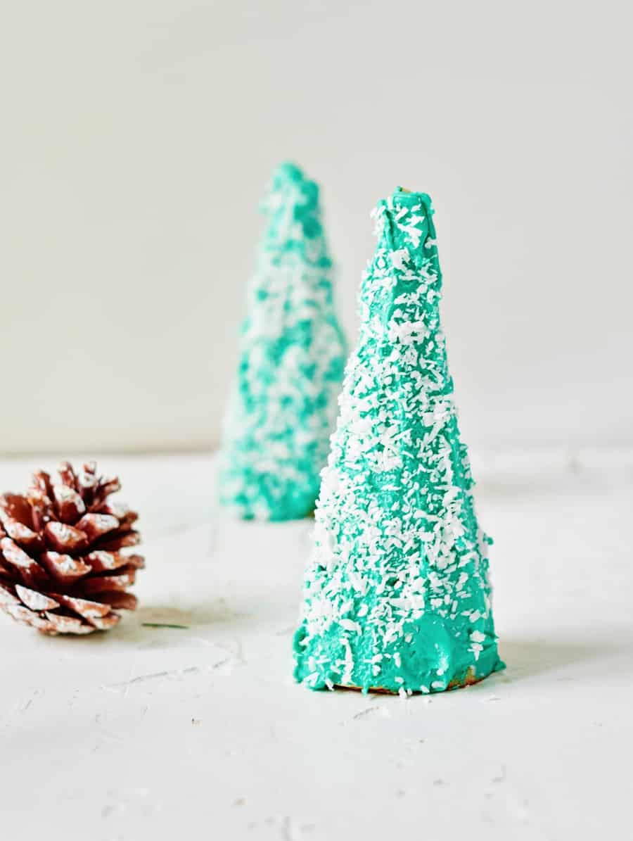 frosted ice cream tree cones