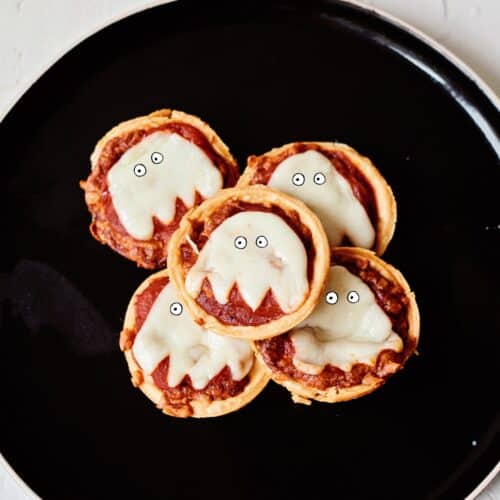 mini muffin tin ghost pizzas