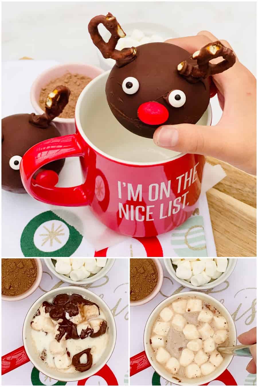 rudolph christmas hot chocolate bombs