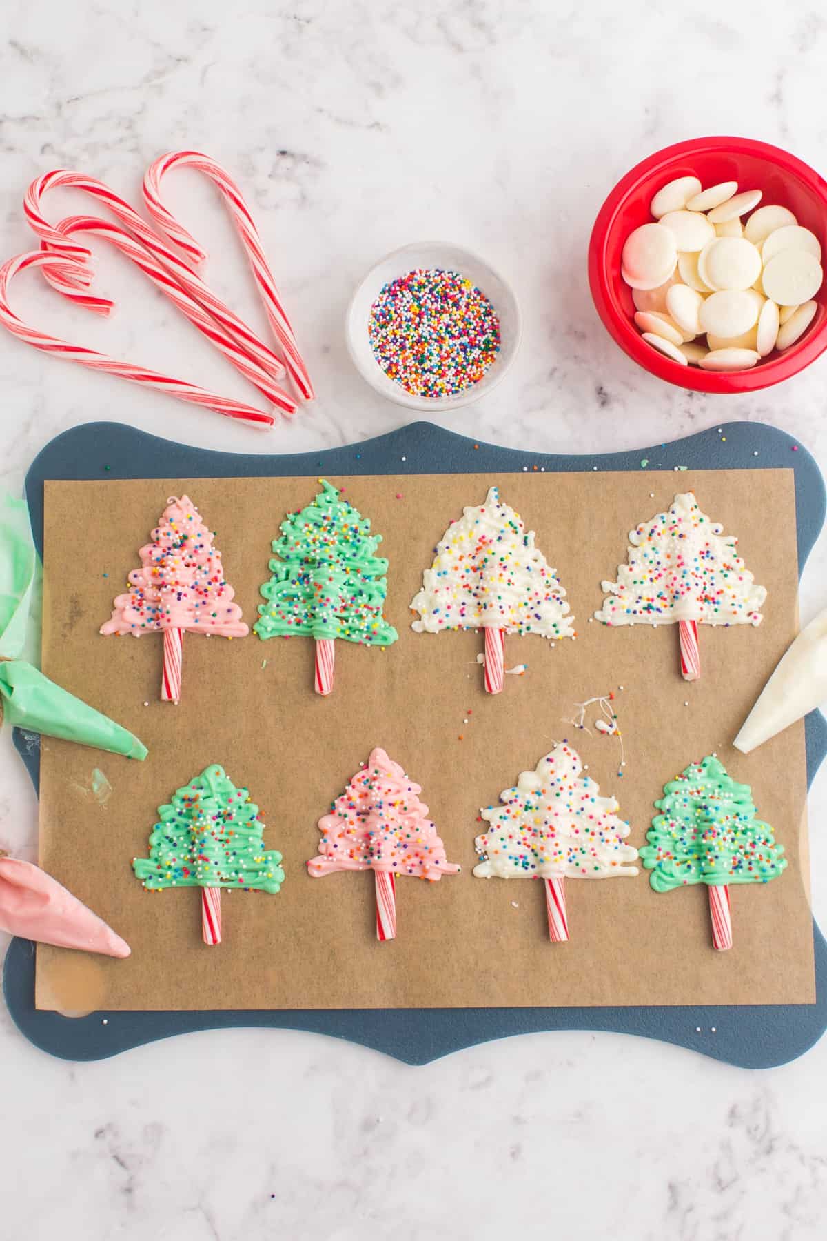 white chocolate christmas trees