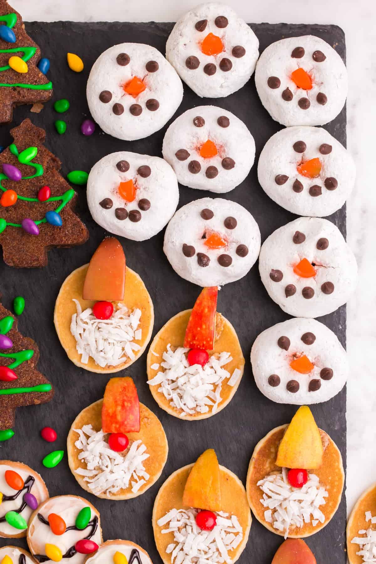 snowman dessert Christmas board