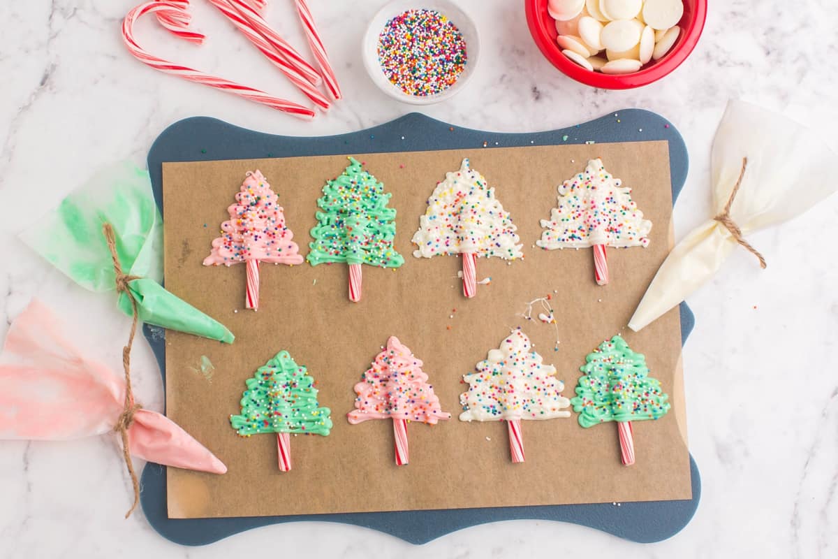 white chocolate christmas trees