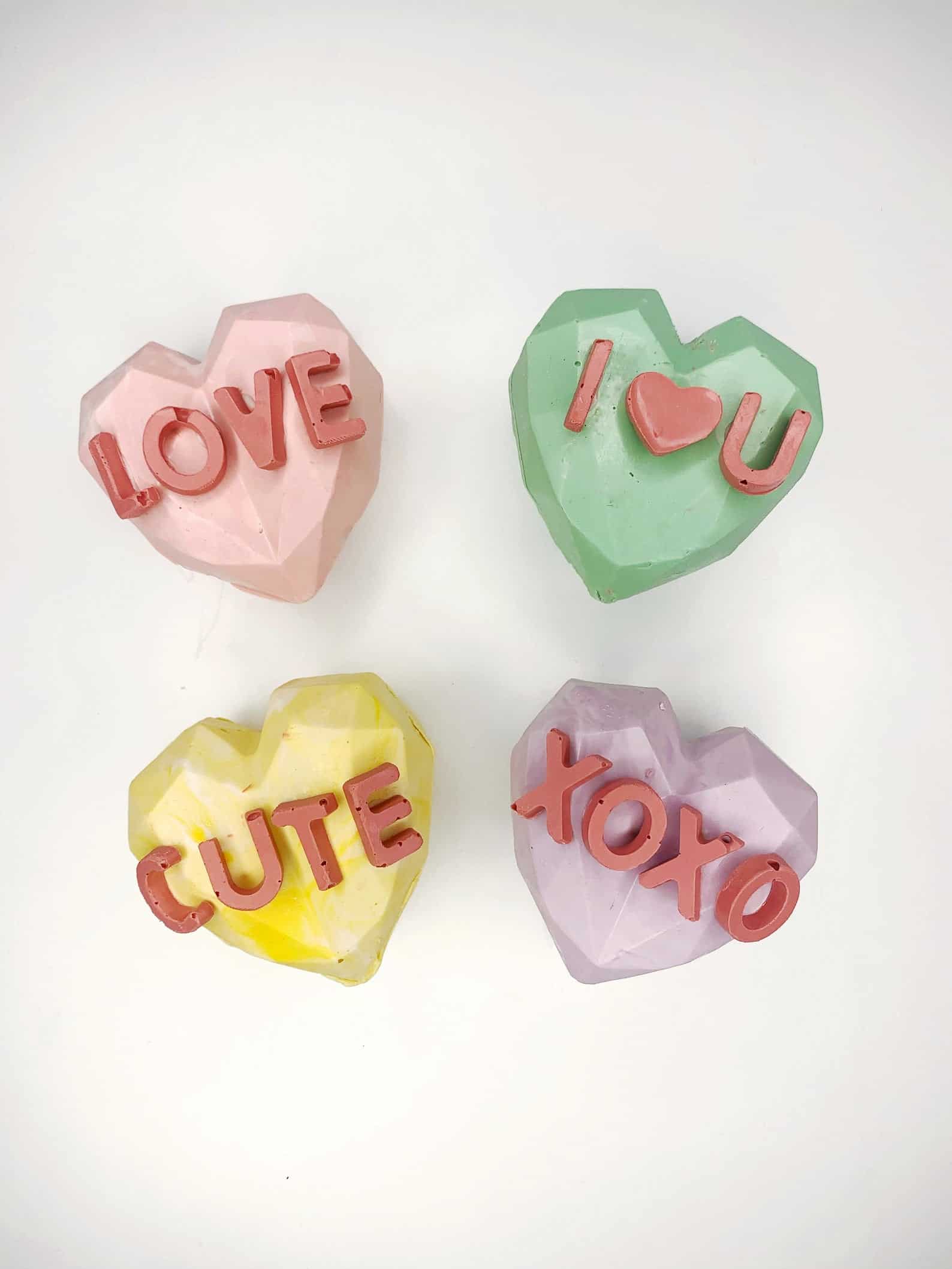 conversation heart chocolate bombs