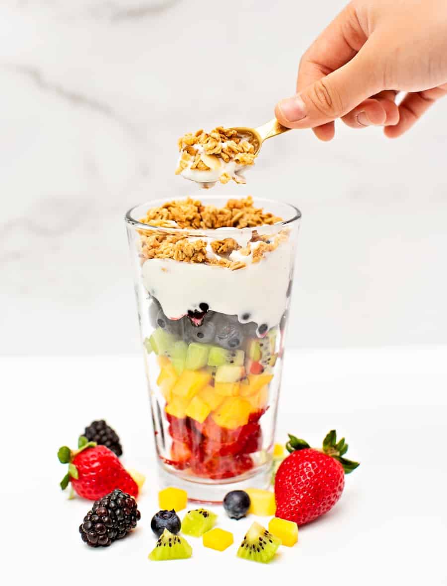 Rainbow Fruit Yogurt Parfait Healthy Snack for Kids