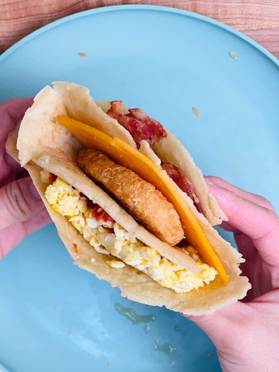 breakfast wrap sandwich made with pancake 