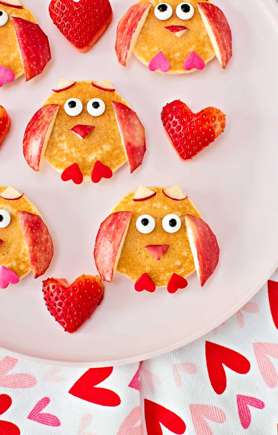 Valentine Pancake Owls - Valentine breakfast for kids