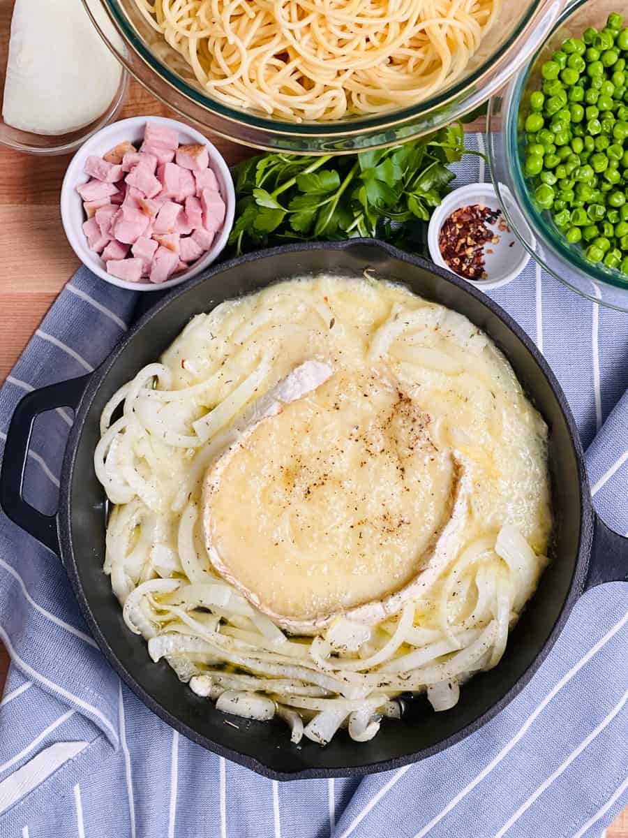 Baked Brie and onions to make pasta