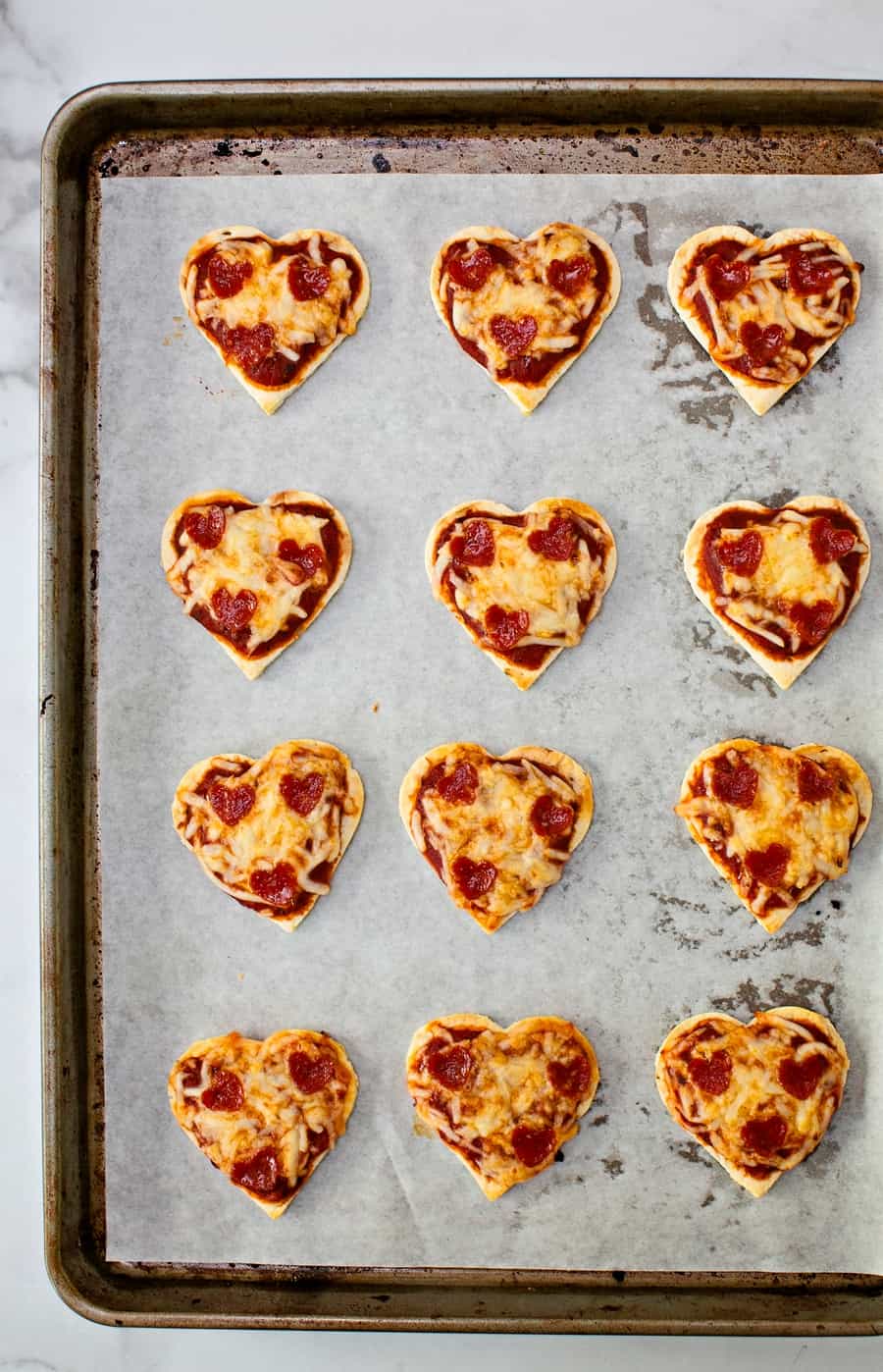 Mini Heart Shaped Chicken Pizzas