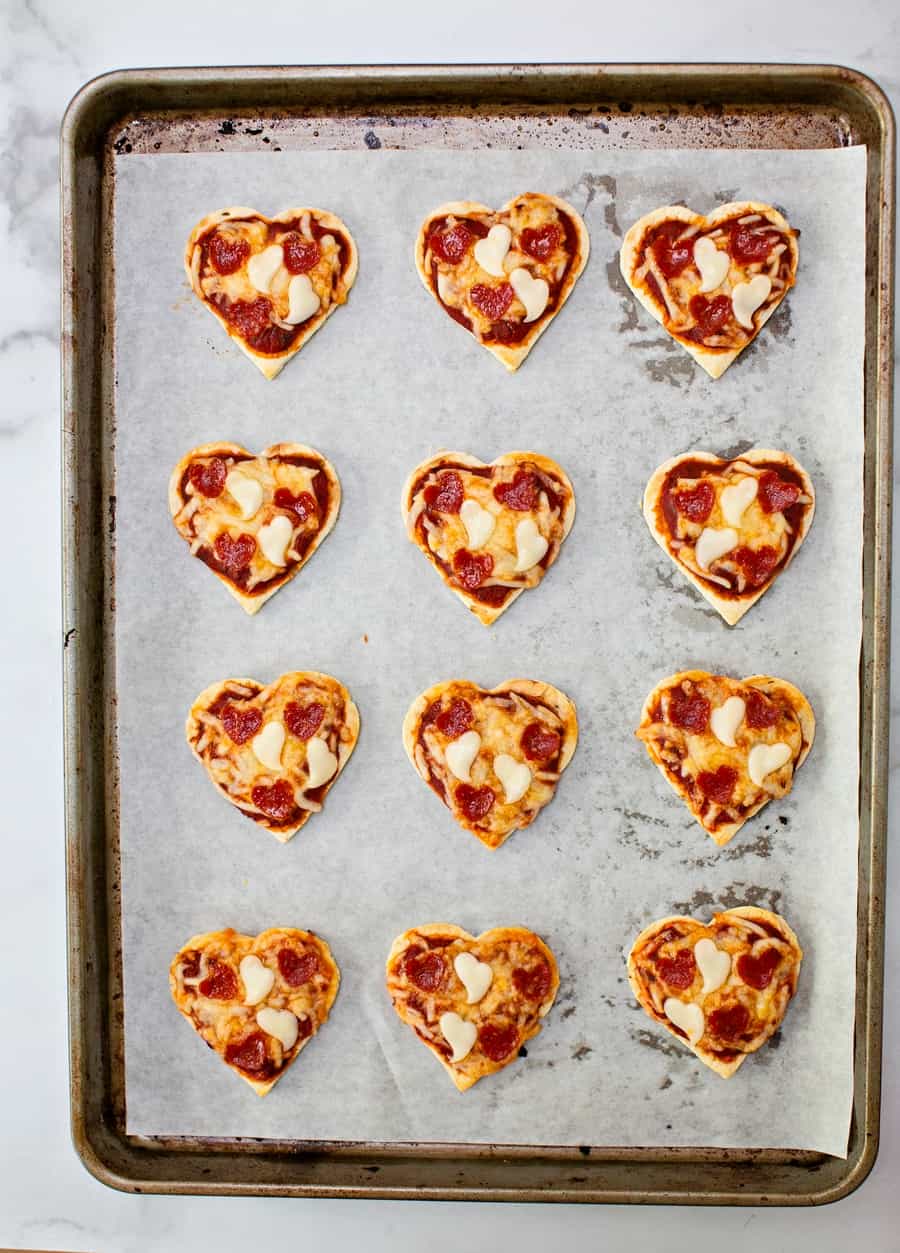 mini heart shaped pepperoni pizza 