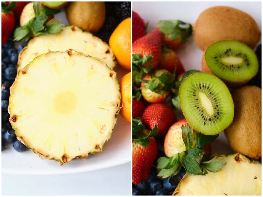 fresh pineapple and kiwi fruit