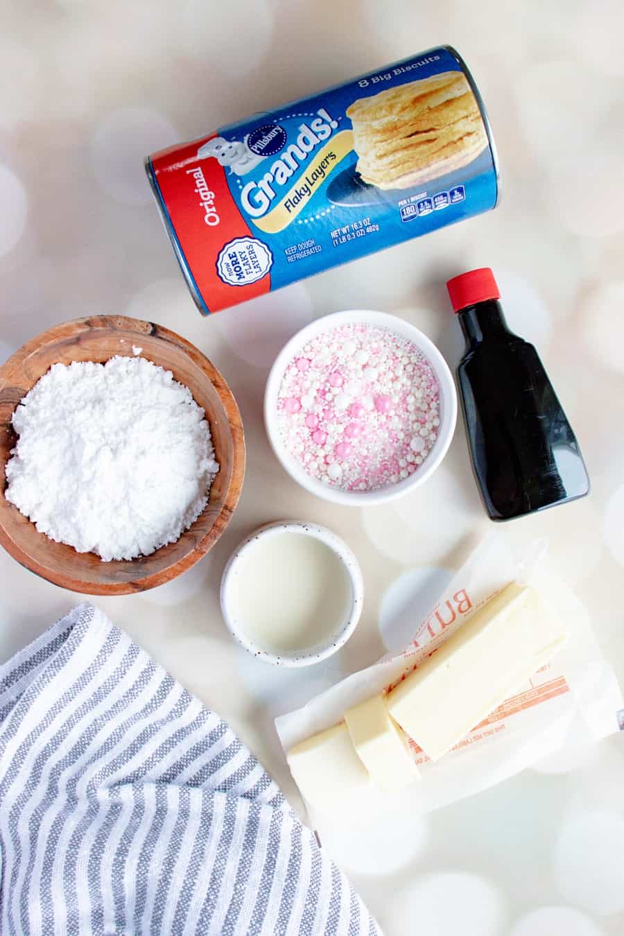 ingredients for air fryer donuts using biscuit dough