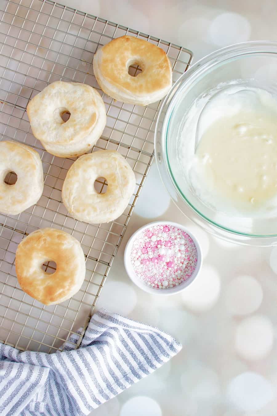 Biscuit Air Fryer Vanilla Sprinkles Donuts